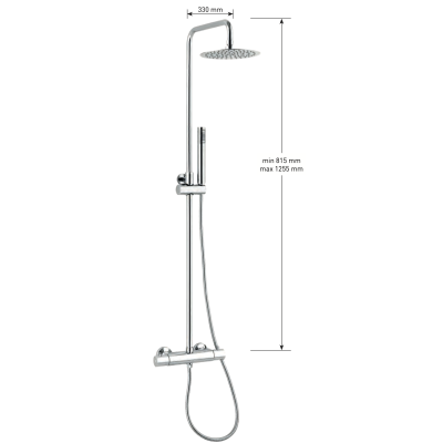 Keller Taps  Kit colonna doccia cilindrica con soffione diametro 20 cm, TERMOSTATICO cilindrico, flessibile e doccetta CROMO