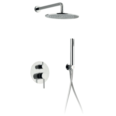 Keller Taps Moon Kit soffione cilindrico diametro 25 cm con MISCELATORE, deviatore a 2 uscite, flessibile e doccetta CROMO