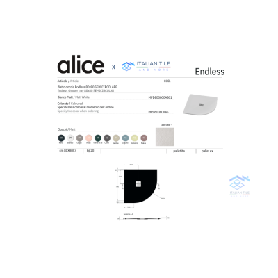 ALICE PIATTO DOCCIA 80X80 ENDLESS SEMICIRCOLARE MPD800800AS01 Italian Tile ALICE PIATTO DOCCIA 80X80 ENDLESS SEMICIRCOLARE MPD800800AS01 Italian Tile